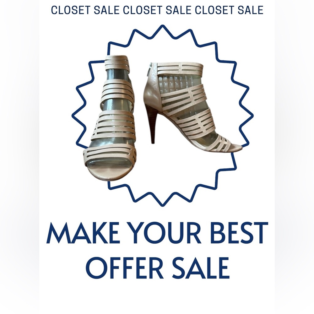 Enzo Angiolini | Cream/tan leather | Beehive sandal heels |  size 8